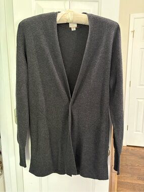 Cozy Women's Open-Front Charcoal Cardigan Sweater - a new day